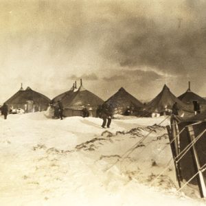 Soldiers and tents on snow