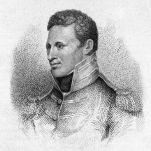 Portrait drawing "General Pike" young man smiling curly hair military uniform