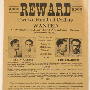 Poster with photos of two white men "REWARD twelve hundred dollars"