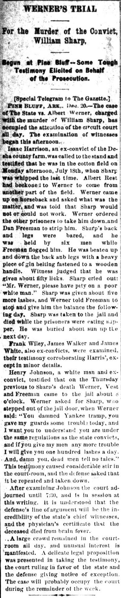 "Werner's Trial" newspaper clipping