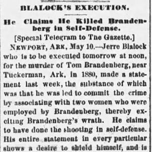 "Blalock's Execution" newspaper clipping