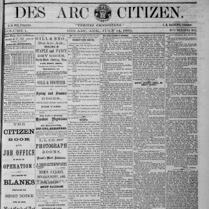 Newspaper front page "Des Arc Citizen"