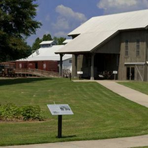 Multistory wooden buildings with sloped roofs