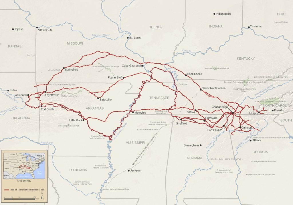 Trail of tears map encyclopedia of arkansas
