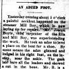 "An adzed foot" newspaper clipping