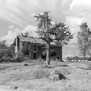 Multistory wooden dilapidated building