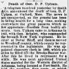 "Death of Gen. D.  P. Upham" newspaper clipping