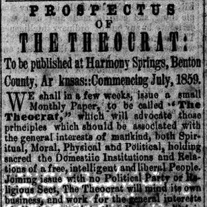 "Prospectus of the Theocrat" newspaper clipping