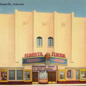 Postcard with theater on the front with text saying "The Elberta