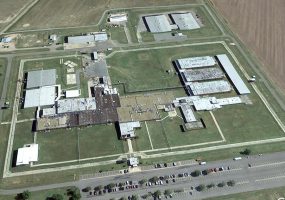 Aerial view of many buildings