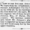 "Loss of the Steamer Arkadelphia City" newspaper clipping