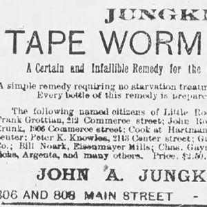 "Jungkind's Tape Worm Specific" newspaper clipping