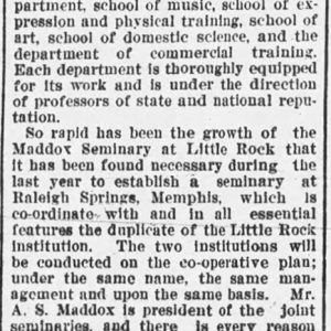 "Maddox Seminary Enjoys Period of Rapid Growth" newspaper clipping