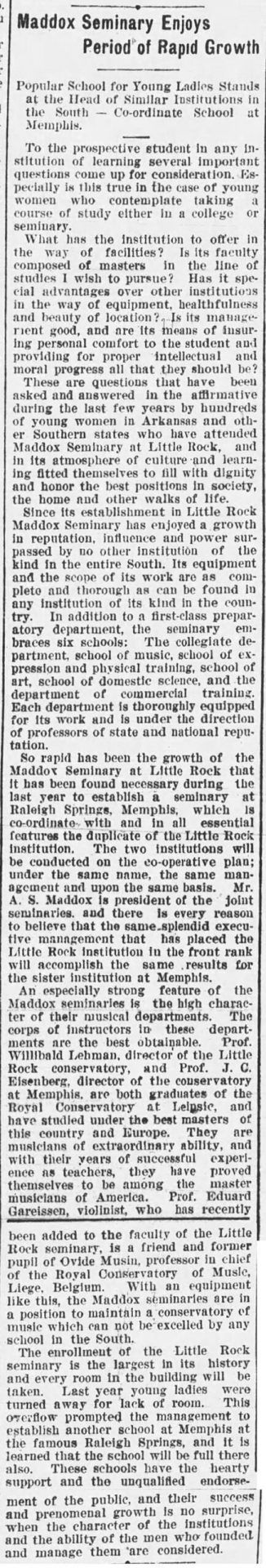 "Maddox Seminary Enjoys Period of Rapid Growth" newspaper clipping