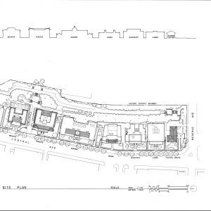 Line drawing of plans for buildings