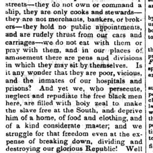 "The Colored Race at the North" newspaper clipping