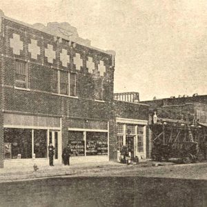 Row of various heights of brick buildings