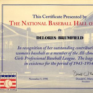 Delores Brumfield certificate