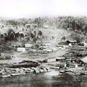 View of small town on hillside