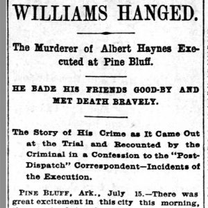 "Williams Hanged" newspaper clipping