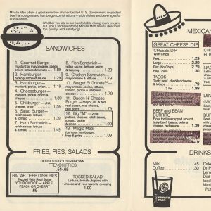 Menu with descriptions of food items