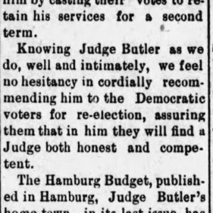 "Judge Turner Butler for circuit judge" newspaper clipping