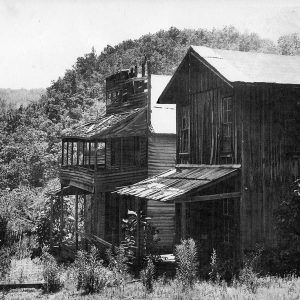 Row of multistory wooden buildings