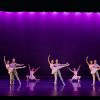 Men and women doing ballet on a stage with purple lights