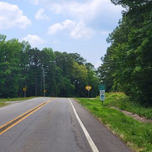 Rural highway with signs