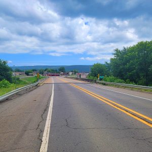 Highway bridge crossing river