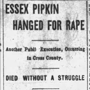 "Essex Pipkin Hanged for Rape" newspaper clipping