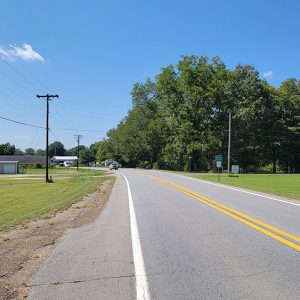 Highway entering small town