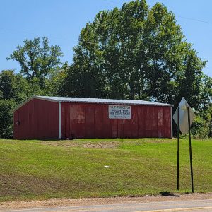 Red metal building "Tulip Princeton Volunteer Fire Department Station Number Two"