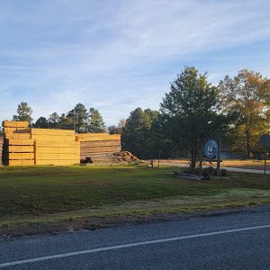 Huge piles of cut lumber