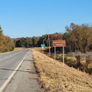 Country road going around a curve