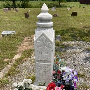 Tombstone with flowers all around it