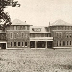 Multistory brick dormitory building