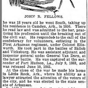 "Colonel John R. Fellows Dying" newspaper clipping