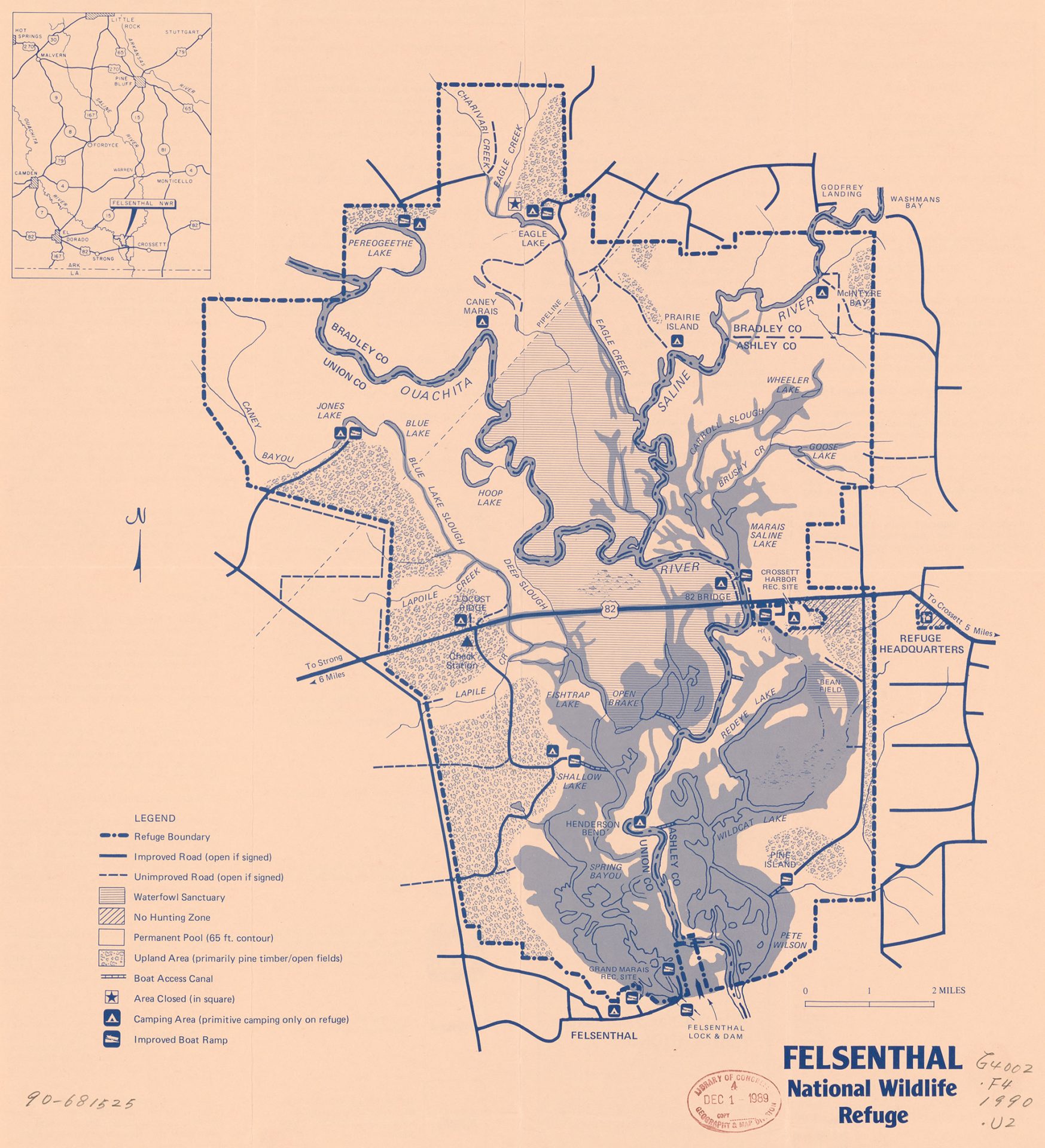 orange map with blue lines and sections marking natural features and boundaries