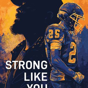 Book cover featuring a football player and the silhouette of a bearded man in a ball cap