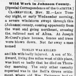 "Wild work in Johnson County" newspaper clipping