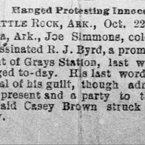 "Hanged protesting innocence" newspaper clipping