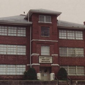 Multistory red brick museum building