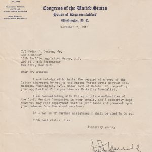 A letter on congressional letterhead