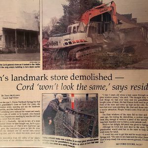 Headline "town's landmark store demolished