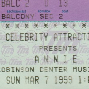 Square ticket with admission cost seating information date time location and headlining show included